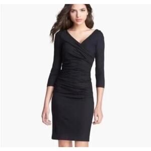 Diane Von Furstenberg Bentley Short Three Quarter Sleeve Black Dress Large